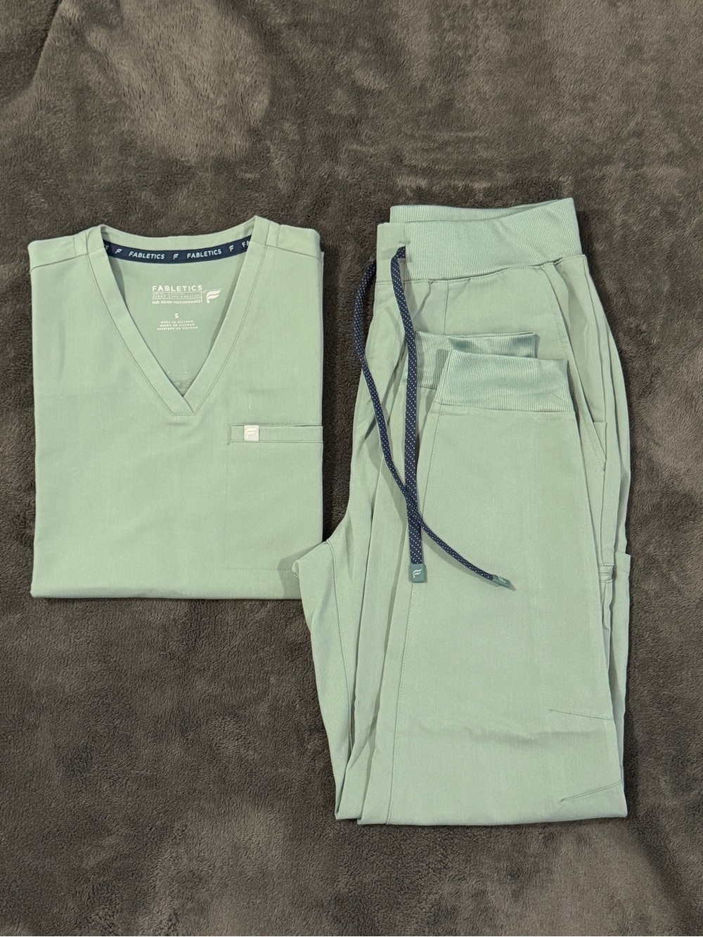 Fabletics scrubs set in color Sage